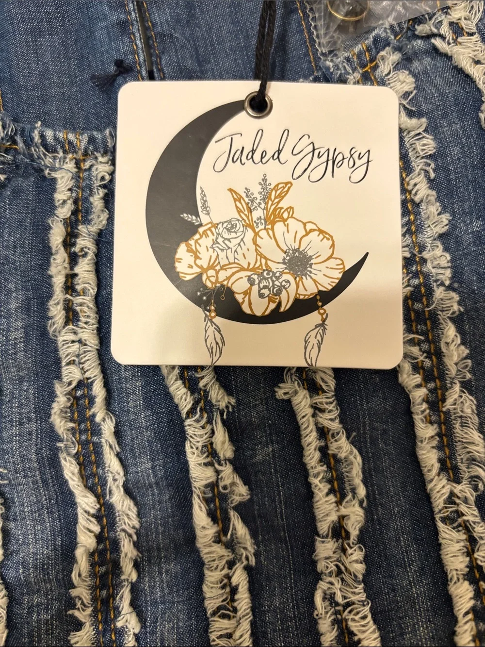 Blue Textured Boho Tunic Dress with Stripe Detail - Picture 11 of 11